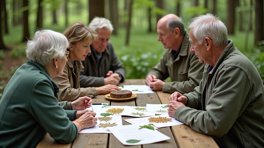 Educational workshop with tree specimens and learning materials