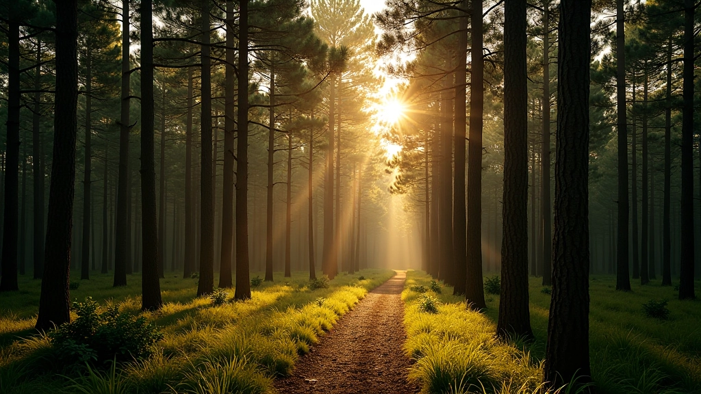 Tērvete pine forest with towering ancient trees and natural pathways